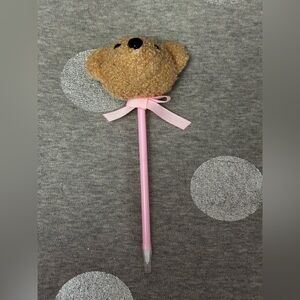 5 for $15! Pink Bow Fuzzy Brown Bear Pen